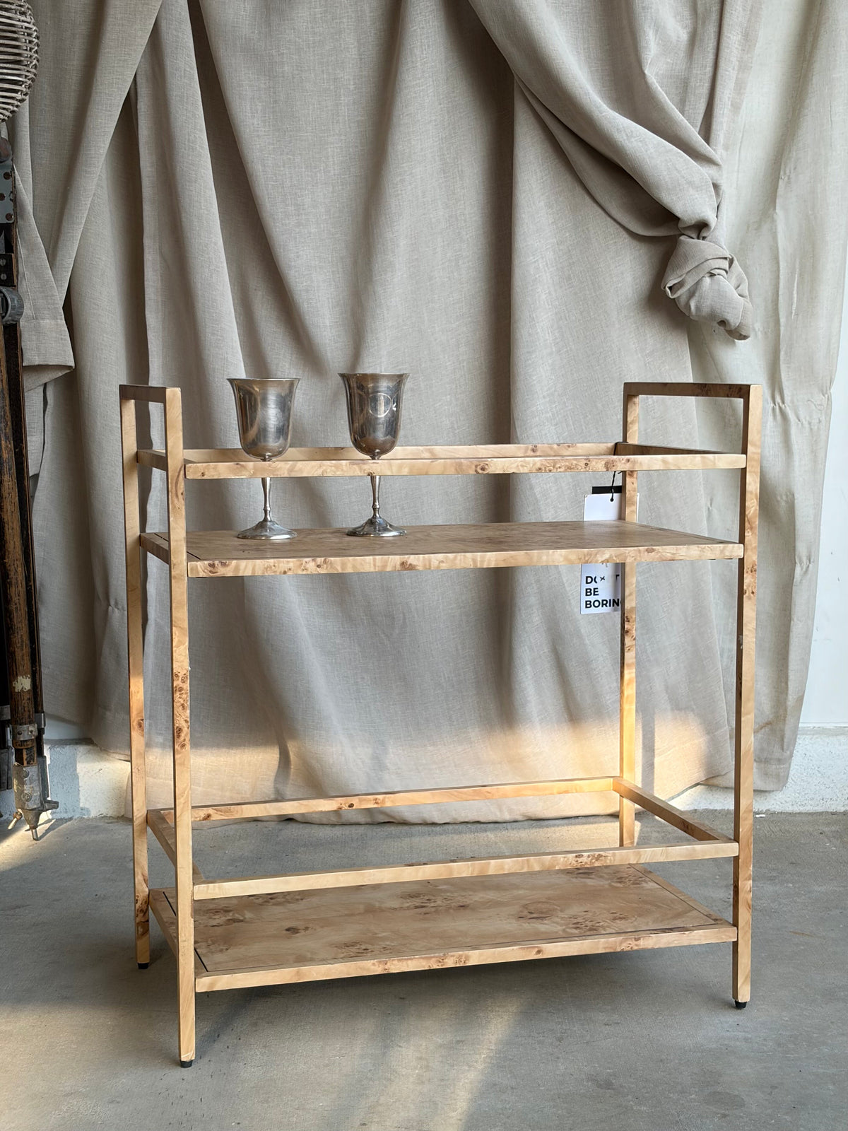 Natural Burl Wood Bar Cart - Designer
