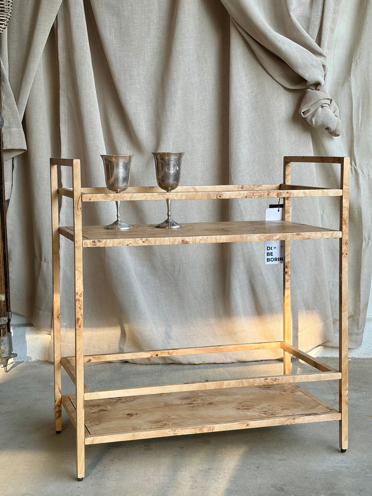Natural Burl Wood Bar Cart - Designer