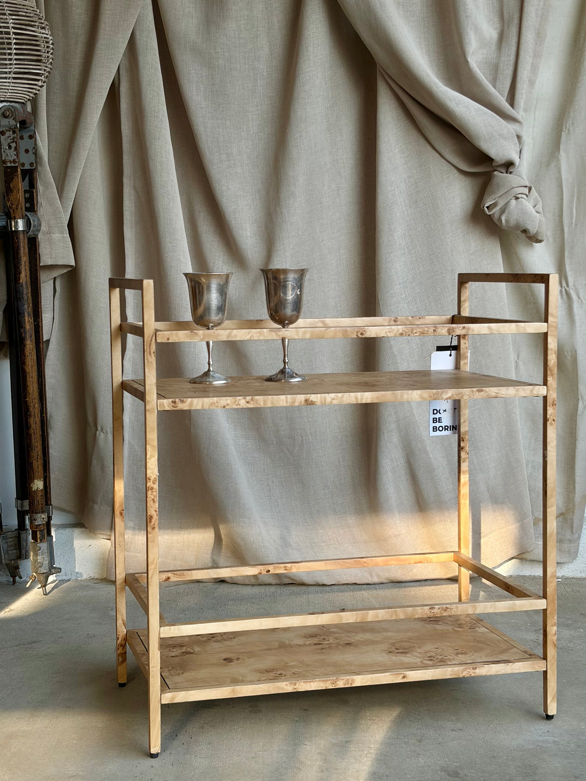 Natural Burl Wood Bar Cart - Designer