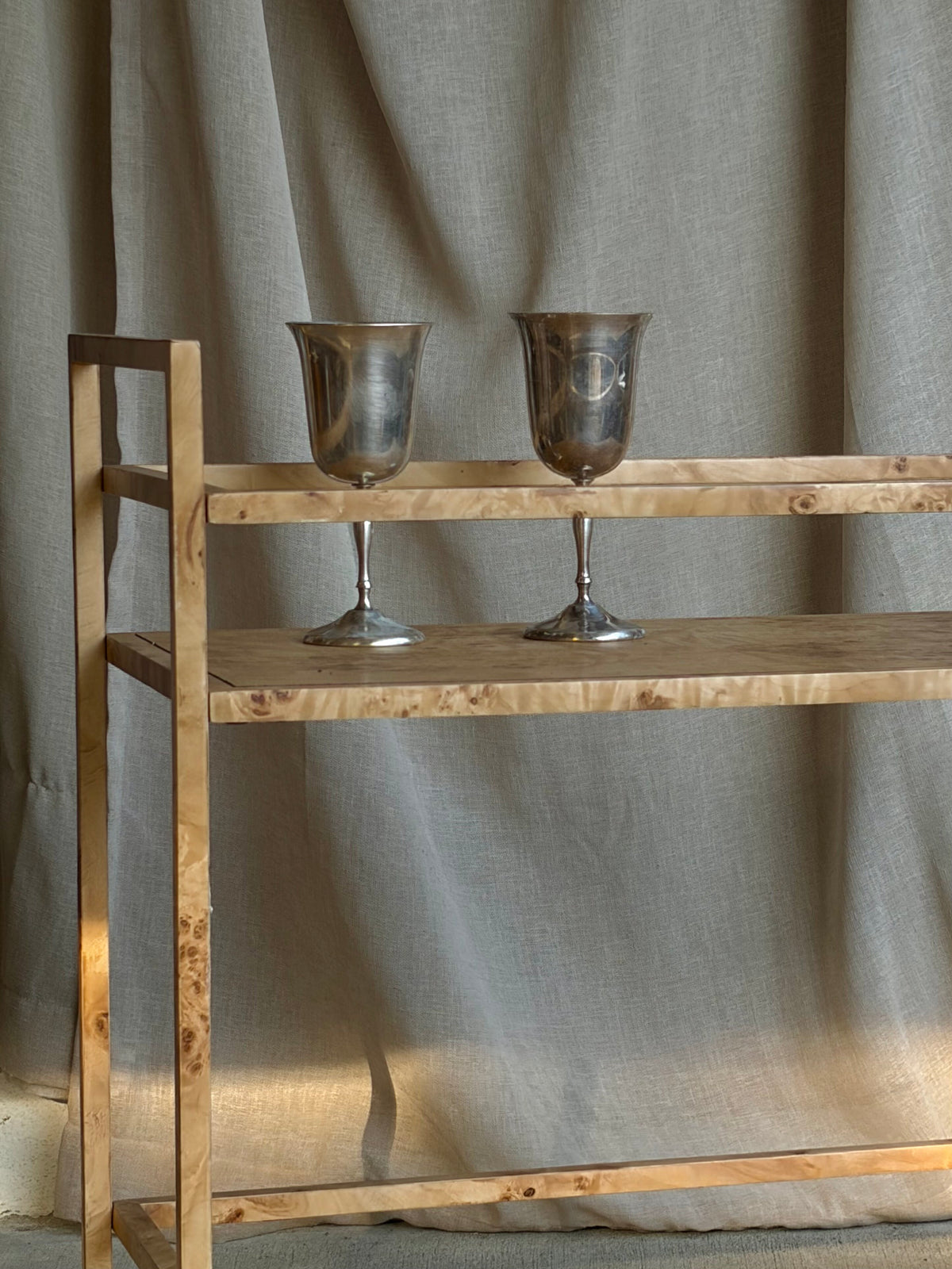 Natural Burl Wood Bar Cart - Designer