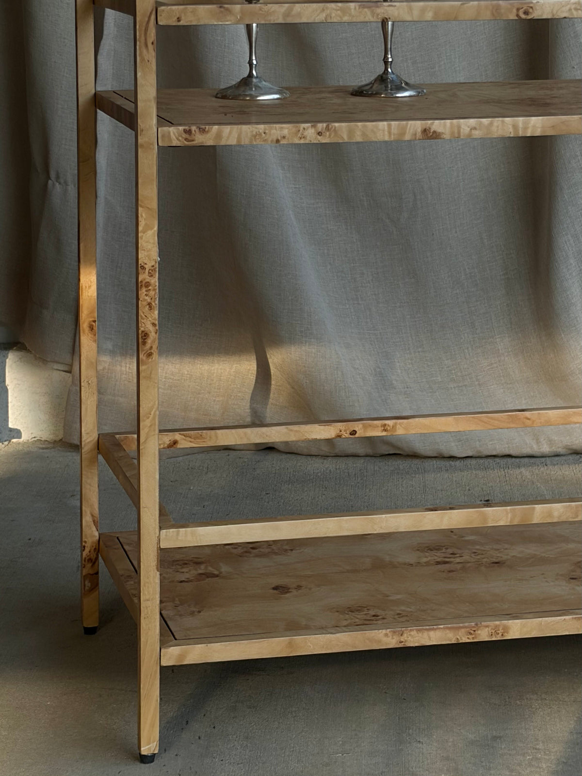 Natural Burl Wood Bar Cart - Designer