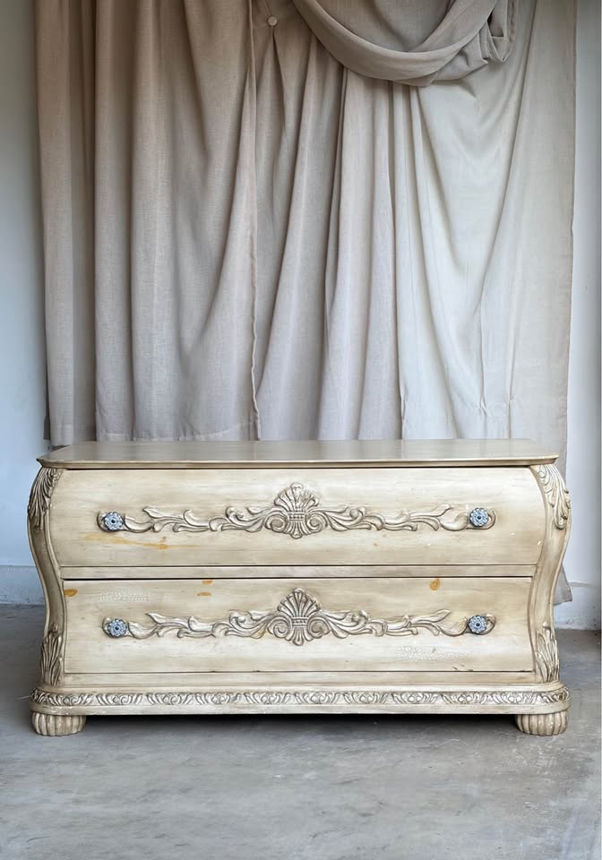 French Provincial Two-Drawer Bombé Cheste