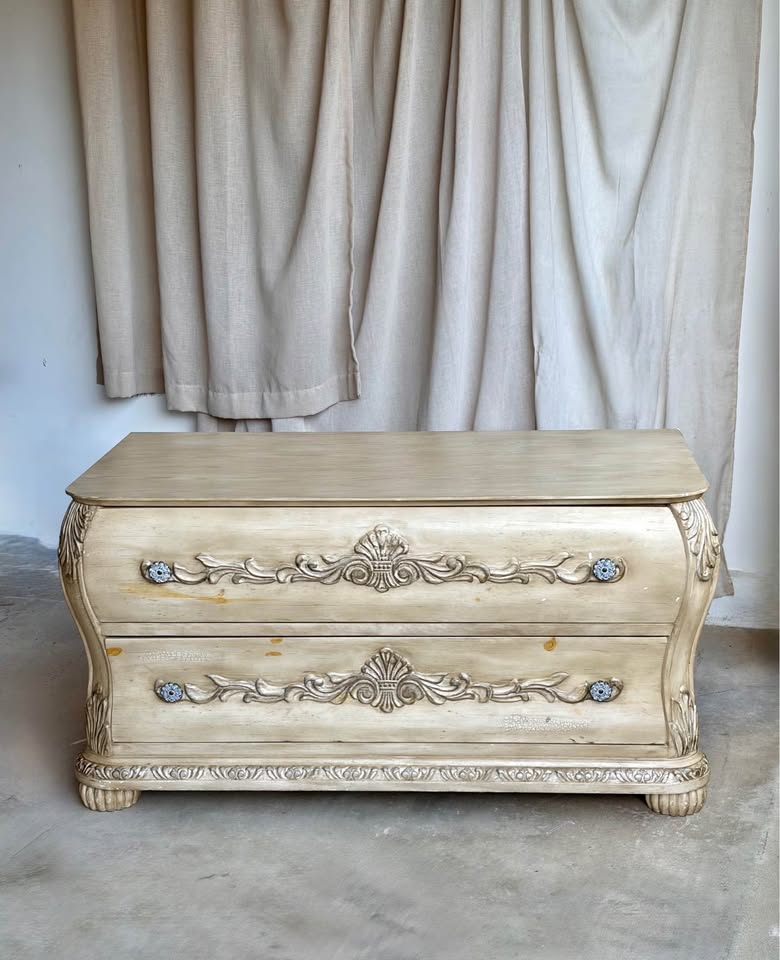 French Provincial Two-Drawer Bombé Cheste