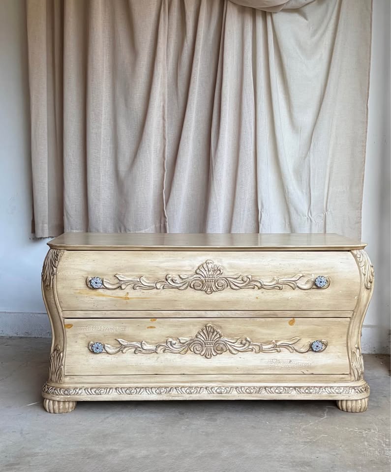 French Provincial Two-Drawer Bombé Cheste