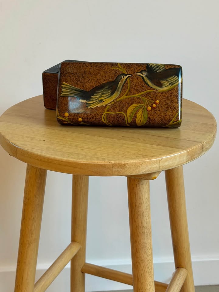 Hand-Painted Lacquer Bird Trinket Box