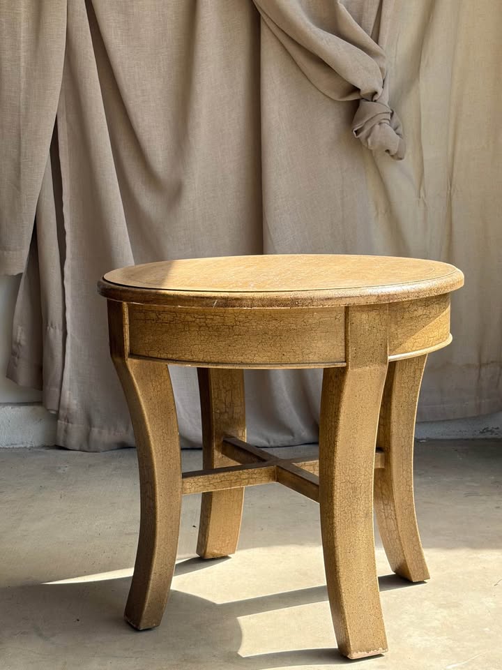 Round Crackle Finish Side Table