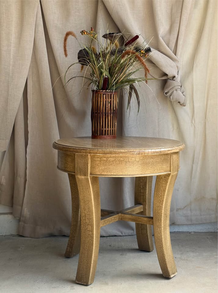 Round Crackle Finish Side Table