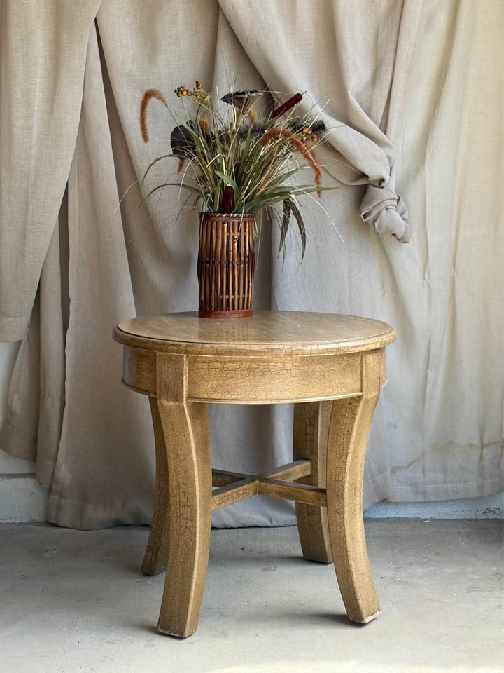 Round Crackle Finish Side Table