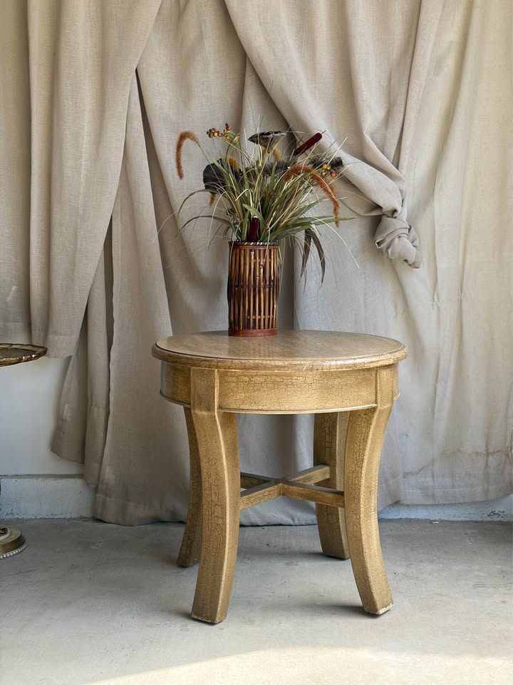 Round Crackle Finish Side Table