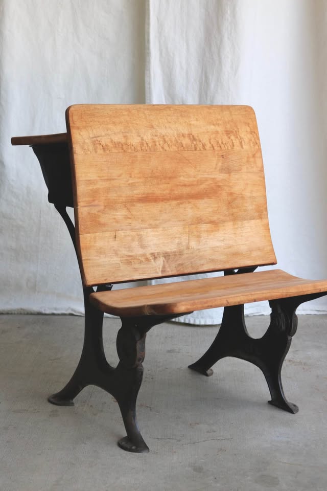 Antique Wood and Cast Iron School Desk