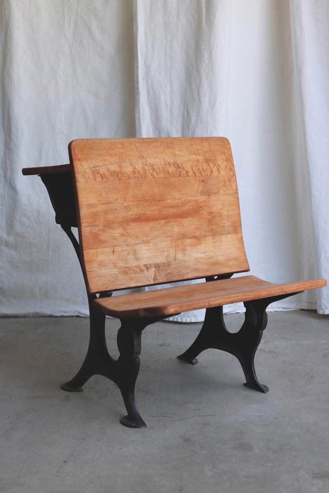 Antique Wood and Cast Iron School Desk