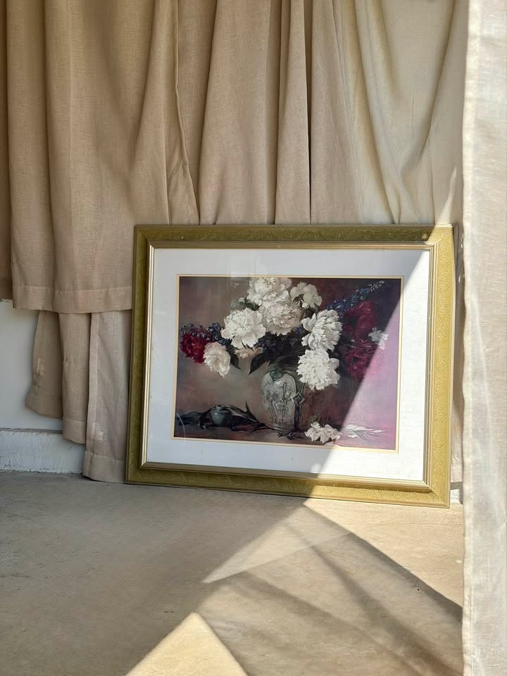 Framed White Peony Still Life Floral Print