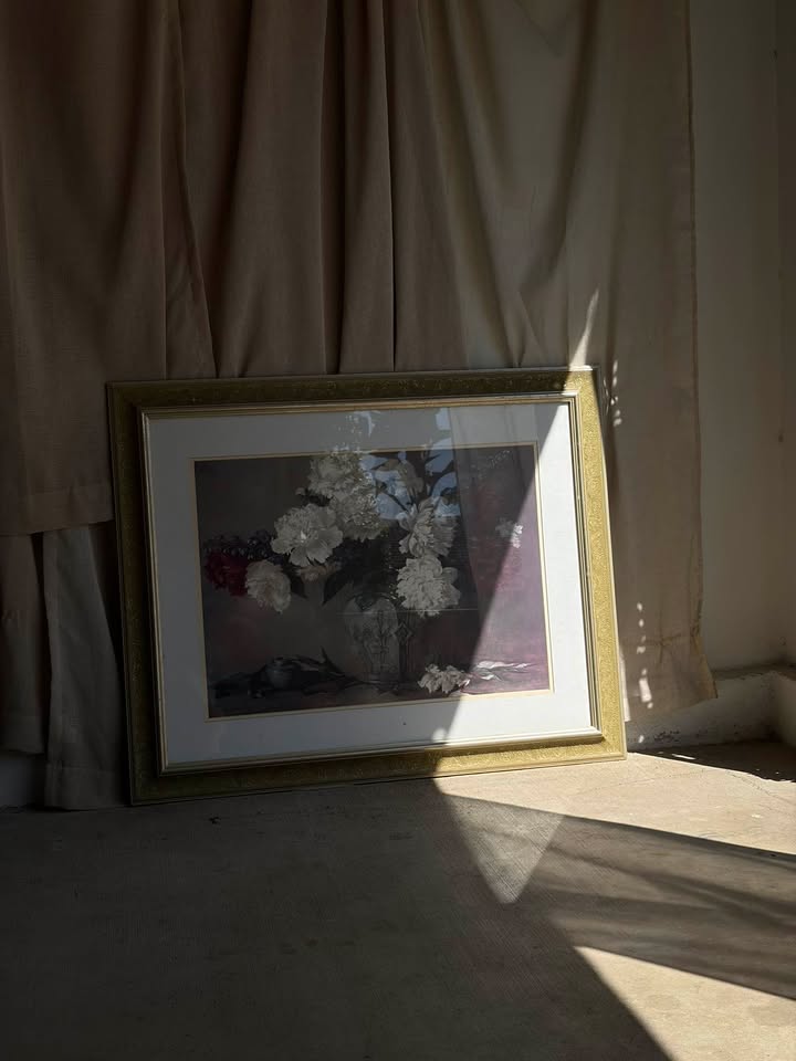Framed White Peony Still Life Floral Print