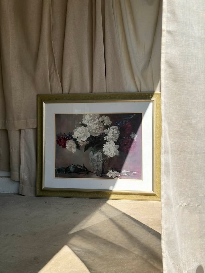 Framed White Peony Still Life Floral Print