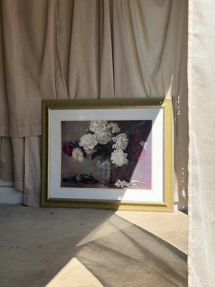 Framed White Peony Still Life Floral Print