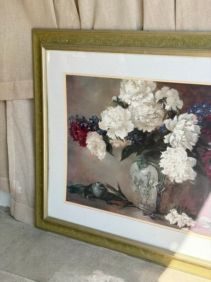 Framed White Peony Still Life Floral Print