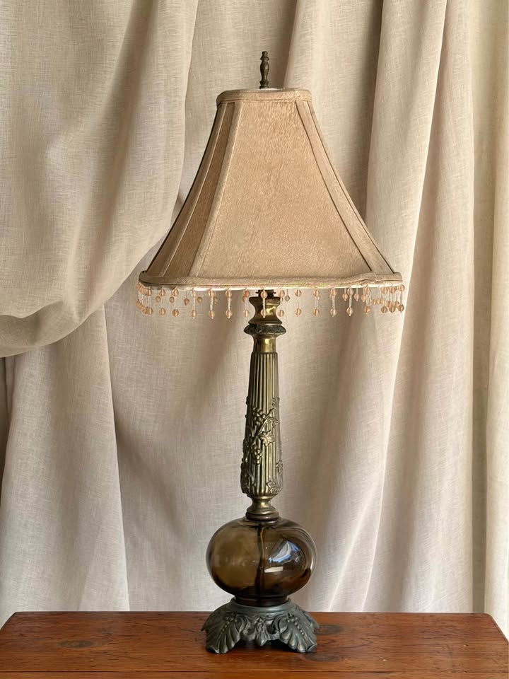 Mid-Century Brass & Glass Table Lamp