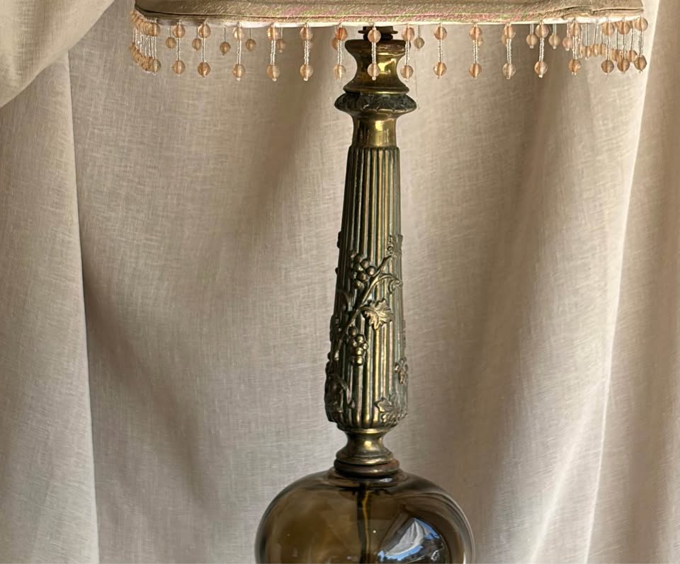 Mid-Century Brass & Glass Table Lamp