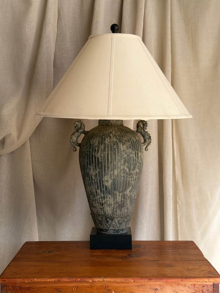 Mid-Century Dragon Urn Table Lamp