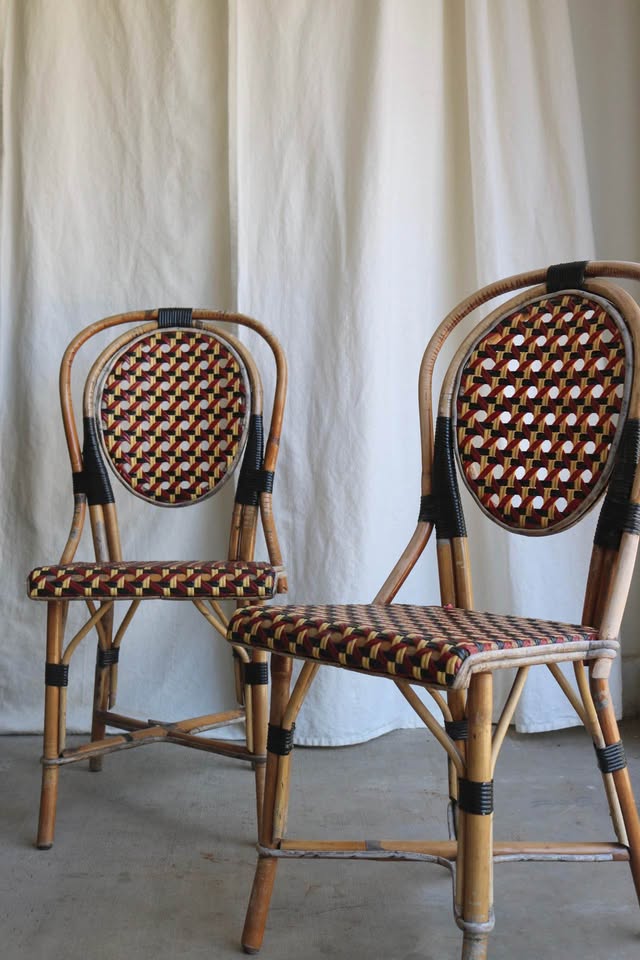 Set of 3 Rattan French Bistro Chairs