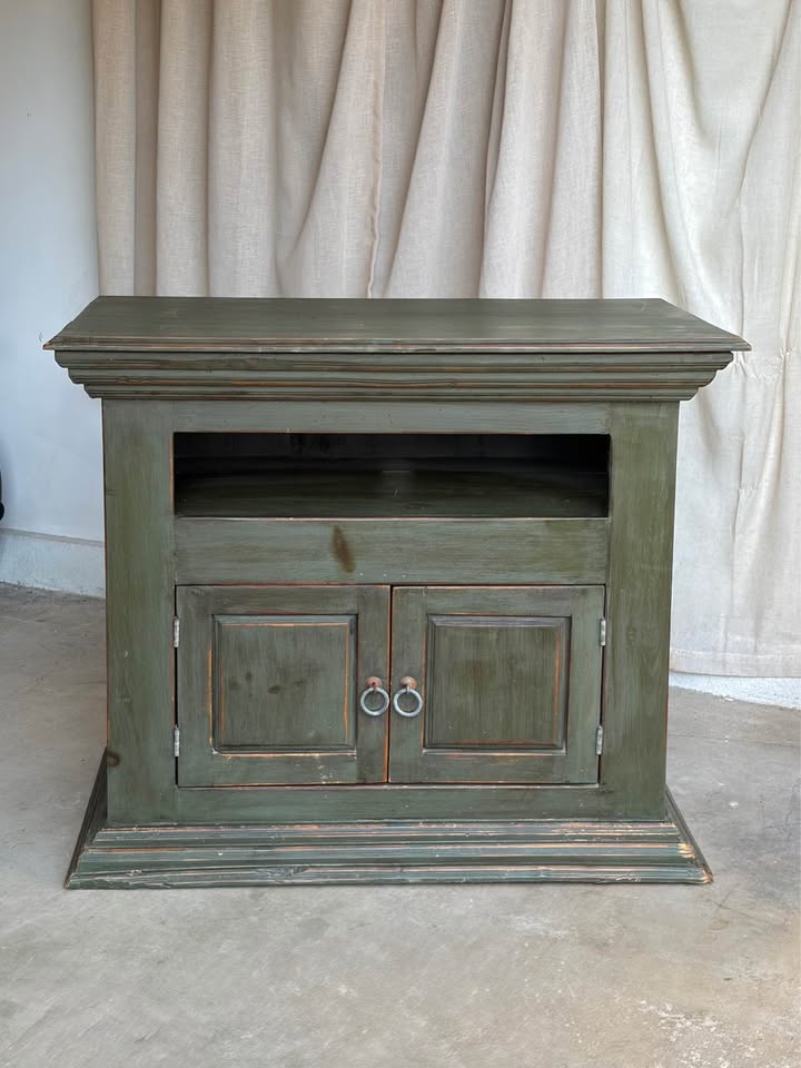 Distressed Sage Wooden Buffet Cabinet