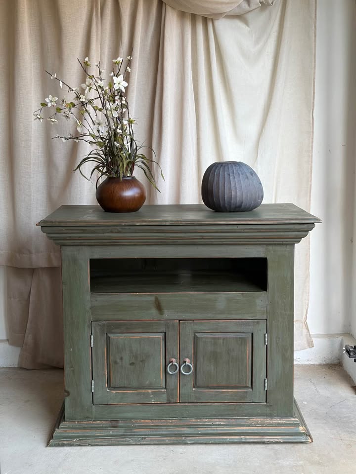 Distressed Sage Wooden Buffet Cabinet