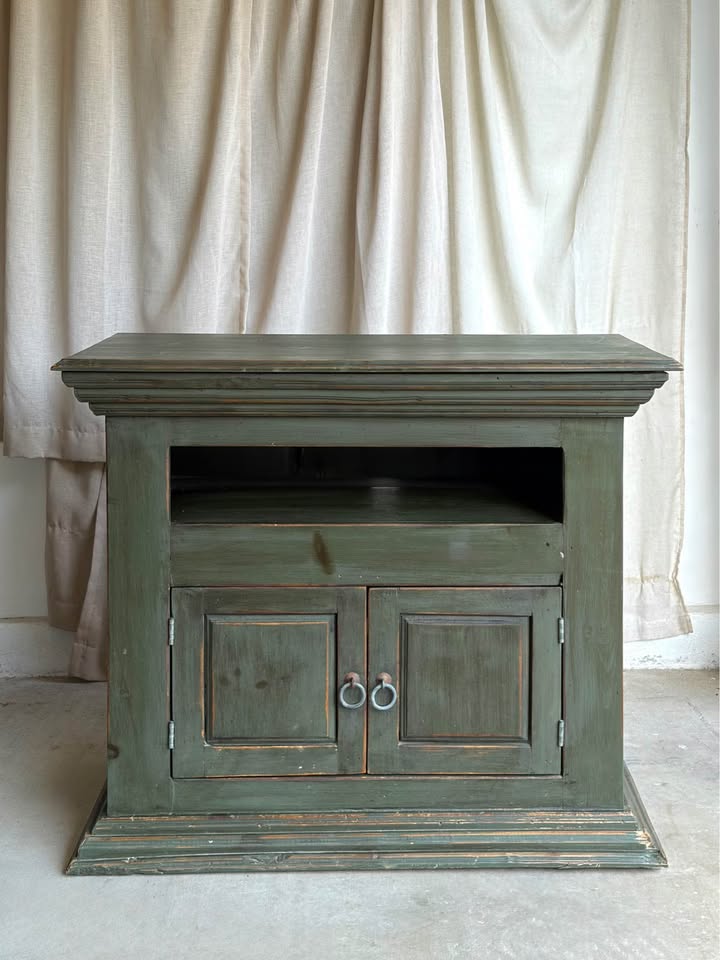 Distressed Sage Wooden Buffet Cabinet