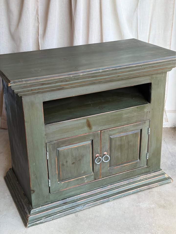 Distressed Sage Wooden Buffet Cabinet