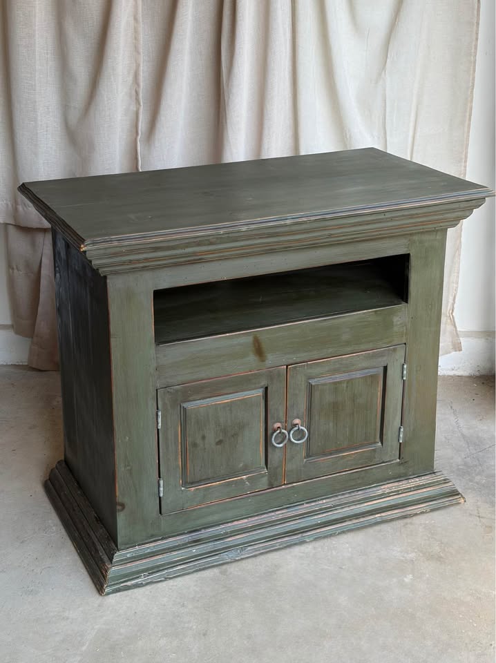 Distressed Sage Wooden Buffet Cabinet