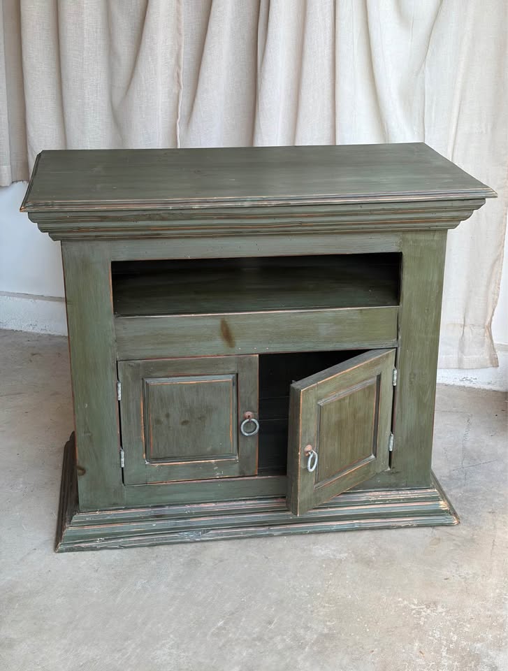 Distressed Sage Wooden Buffet Cabinet