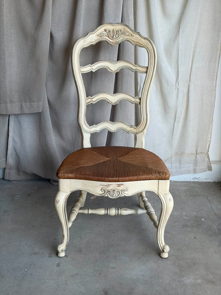 Antique French Provincial Chair with Rush Seat