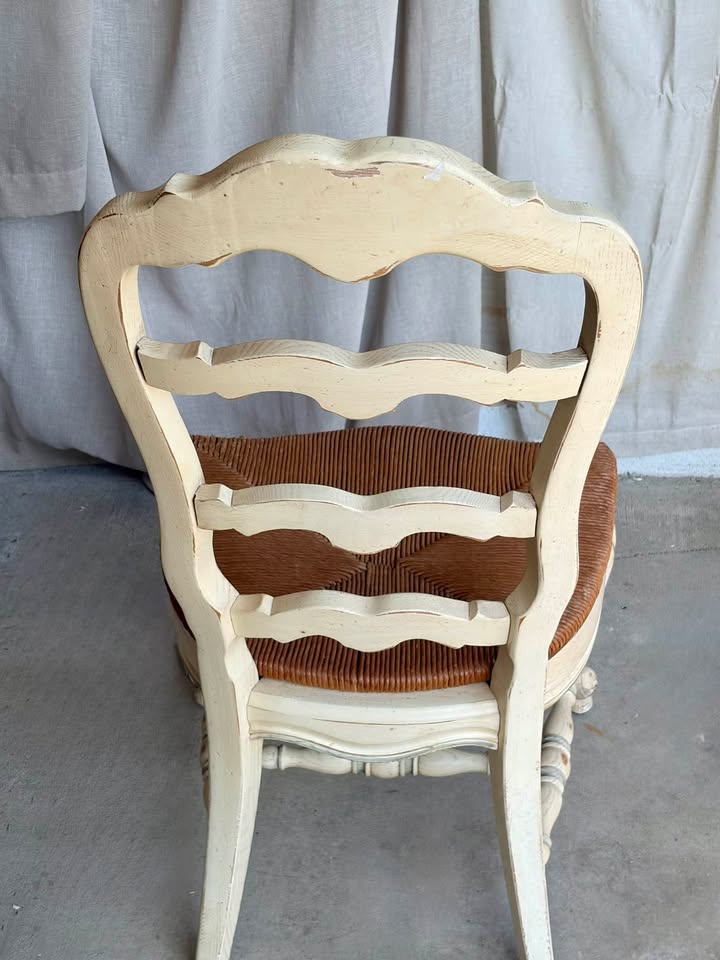 Antique French Provincial Chair with Rush Seat