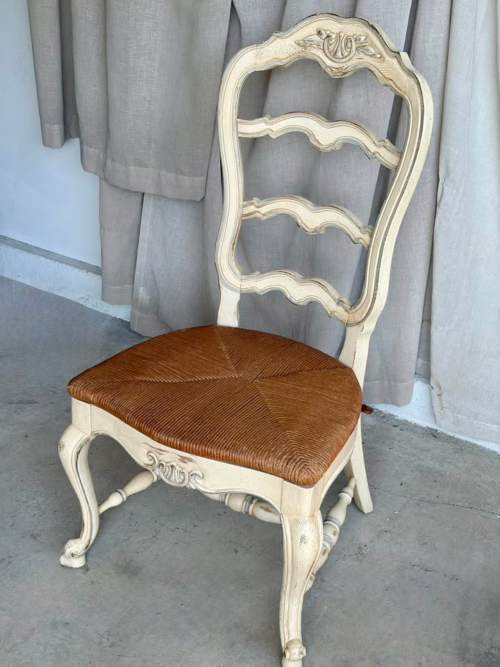 Antique French Provincial Chair with Rush Seat
