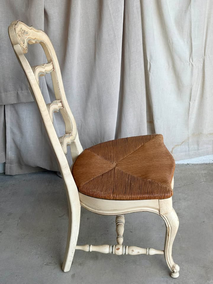 Antique French Provincial Chair with Rush Seat