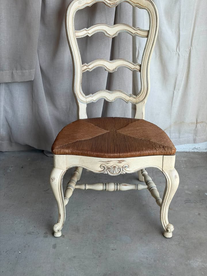 Antique French Provincial Chair with Rush Seat