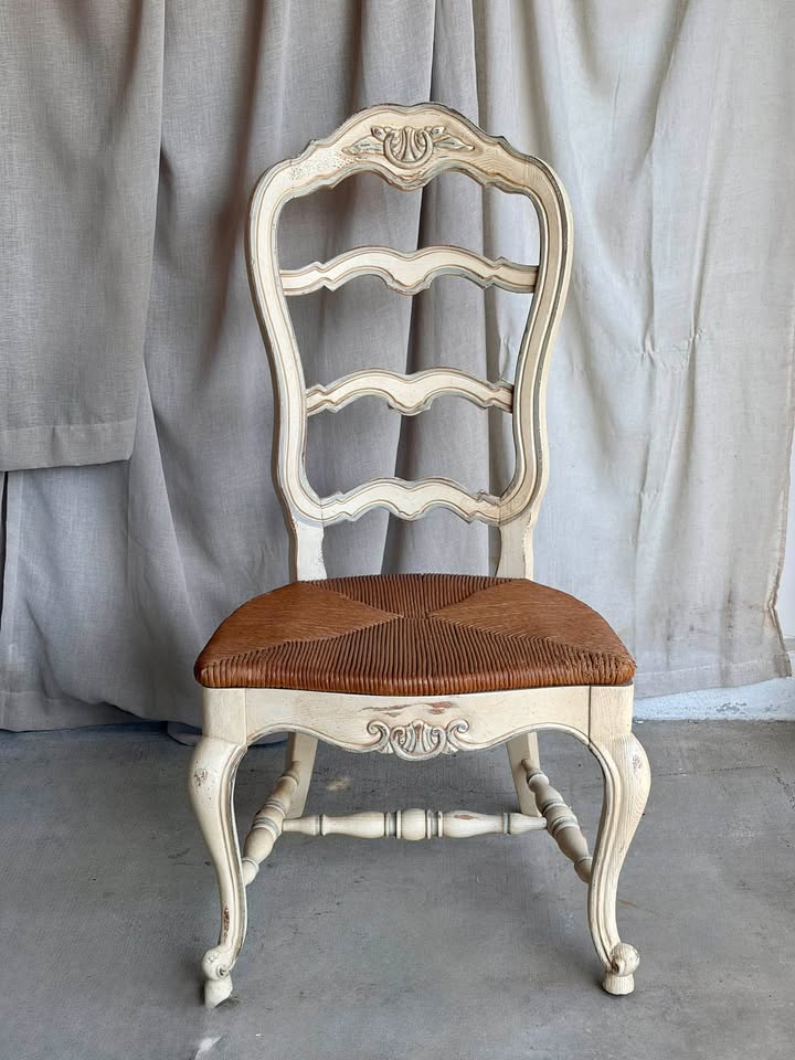 Antique French Provincial Chair with Rush Seat