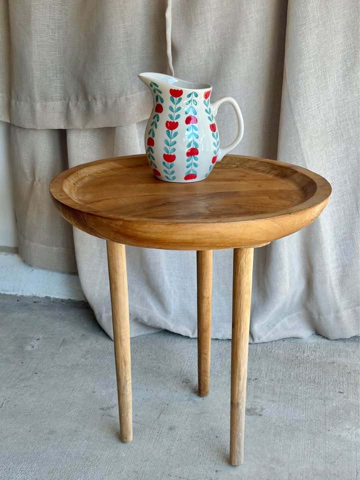 Teakwood Round Wooden Side Table
