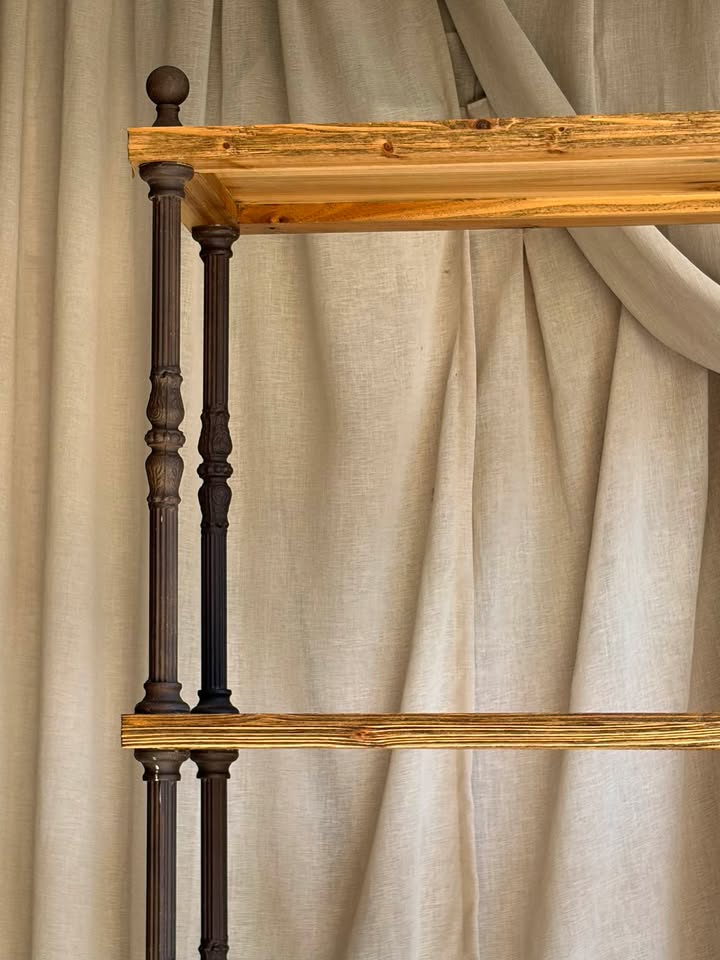 Tall Industrial Wood & Metal Bookshelf