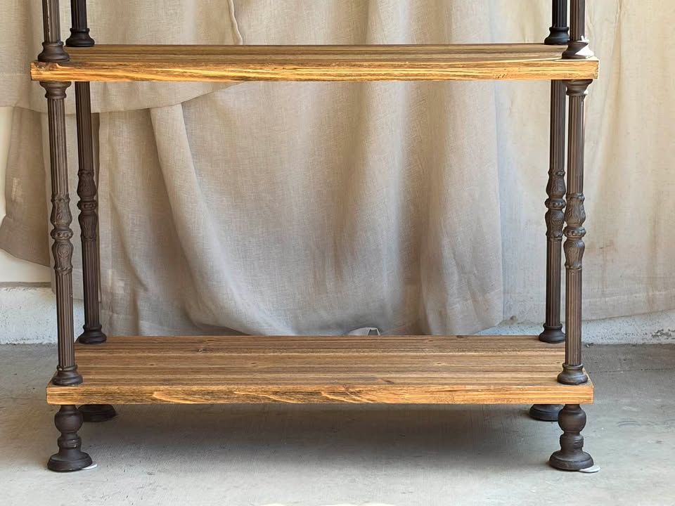 Tall Industrial Wood & Metal Bookshelf