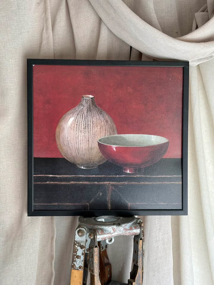 Framed Still Life Vase & Bowl Canvas Art