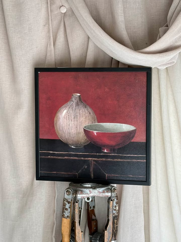 Framed Still Life Vase & Bowl Canvas Art