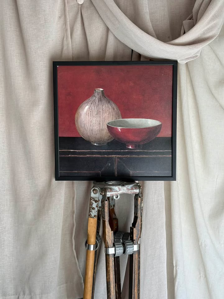 Framed Still Life Vase & Bowl Canvas Art