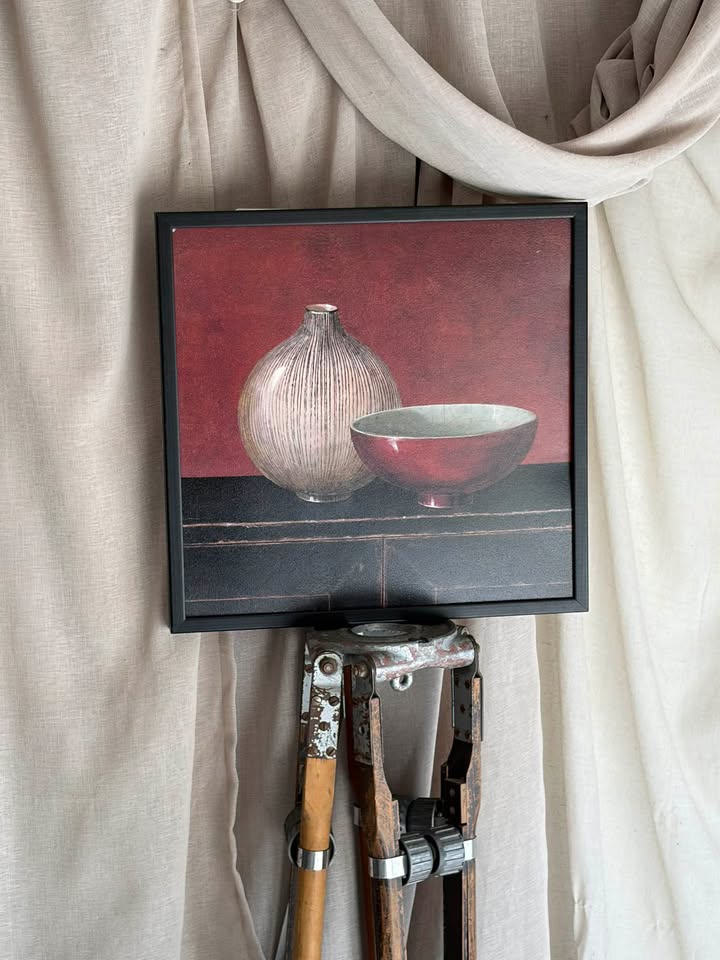Framed Still Life Vase & Bowl Canvas Art